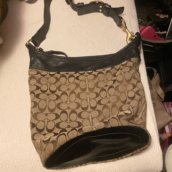 Coach Black and Tan bag with Soft Texture - Picture 5 of 5